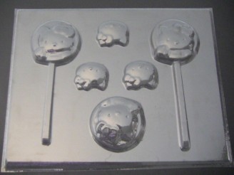 294sp Bye Bye Kitty Face Chocolate or Hard Candy Lollipop Mold